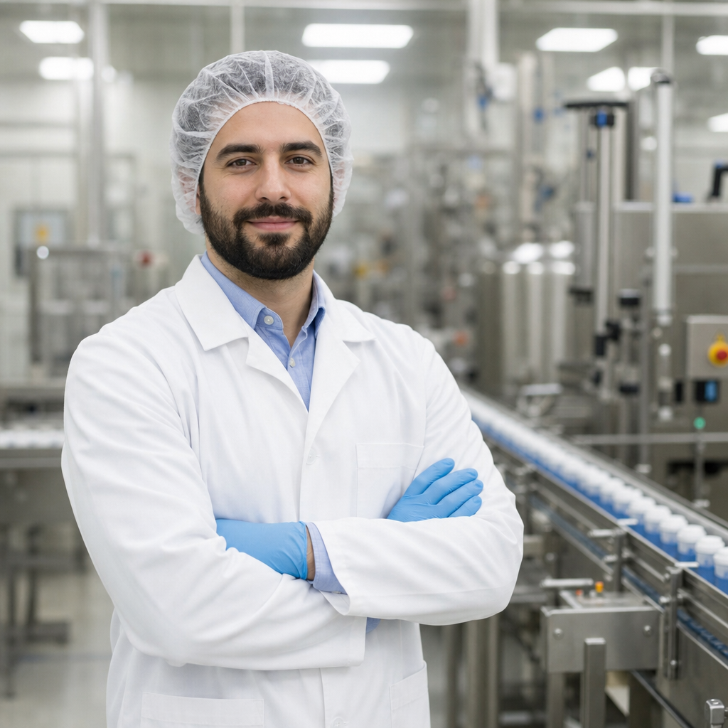 Production operator supervising the manufacturing line