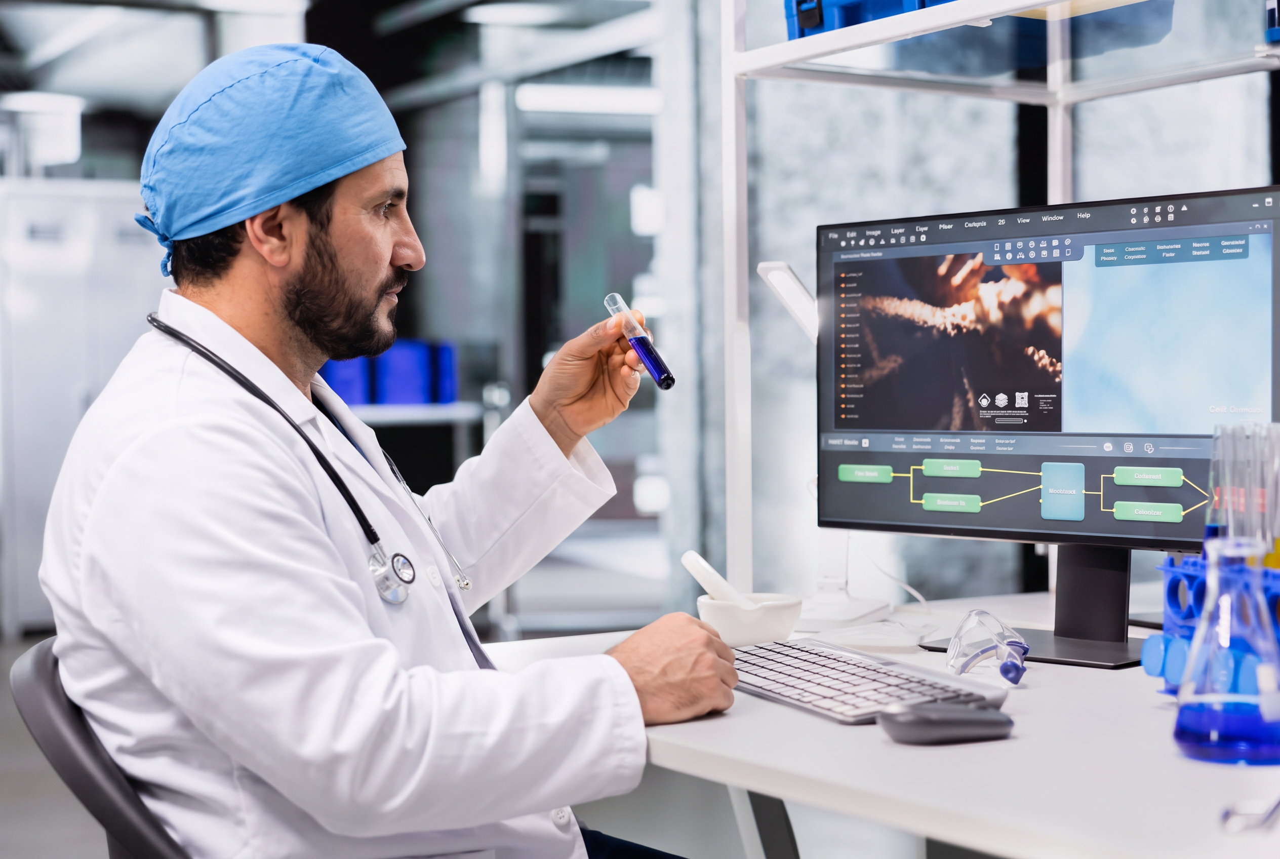 QA laboratory analyst reviewing samples