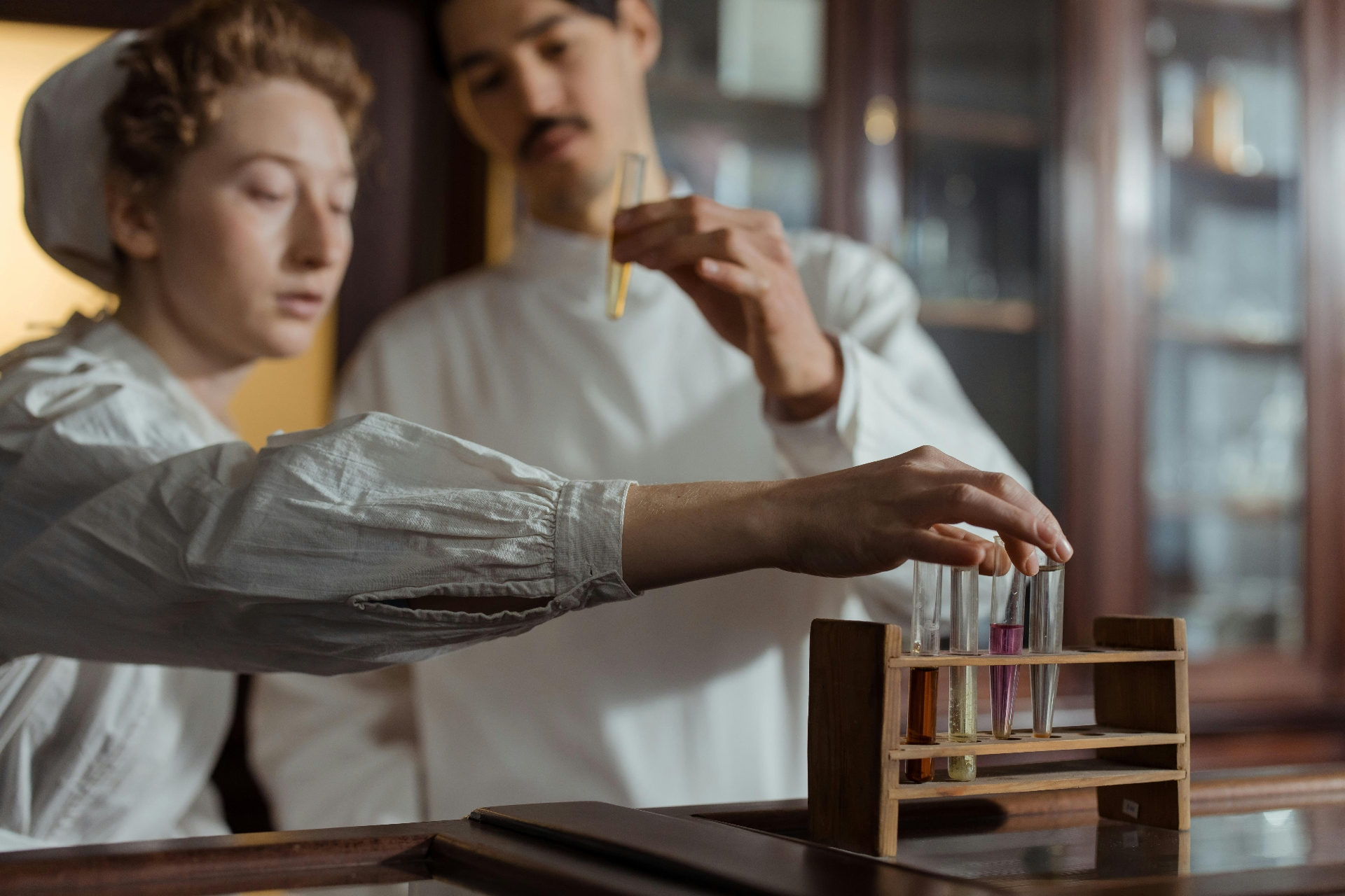 Quality control analysts testing finished products in the Global Pharmaceutical laboratory